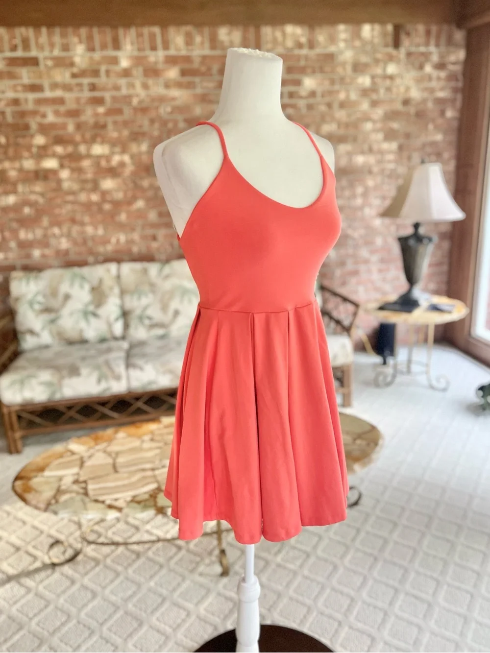 Susana Monaco Coral Strappy Back Pleated Mini Knit Fit & Flare Dress XS Sundress